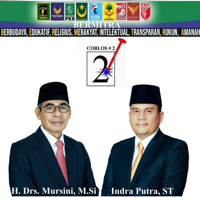 Pasangan nomor urut 2, H.Mursini - Indra Putra (Istimewa)  