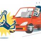 Businessman about to be hit by a car.